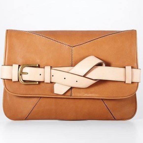 Ann Taylor Handbags - Ann Taylor 2 Tone Leather Belt Clutch